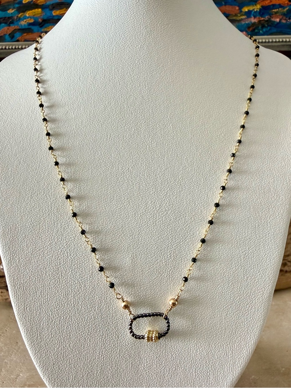 Handcrafted Gold & Black Spinel Necklace  - Women Jewelry